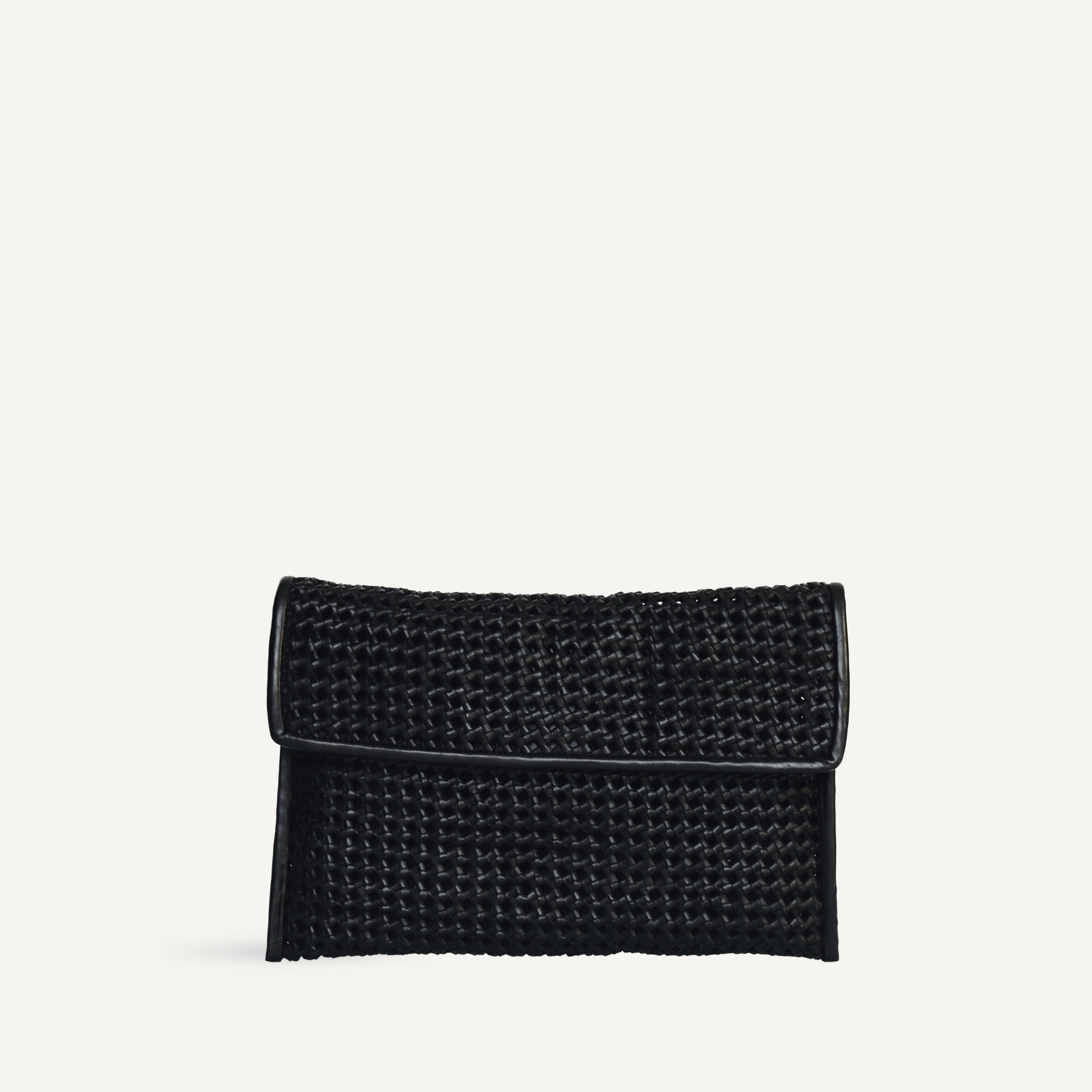 Black Raffia Clutch Bag