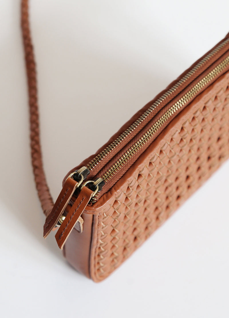 Bembien Nora Crossbody in Sienna close up shot of zippers