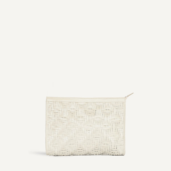 Large Clutch - Geometric Cream Weave (Design Sample)