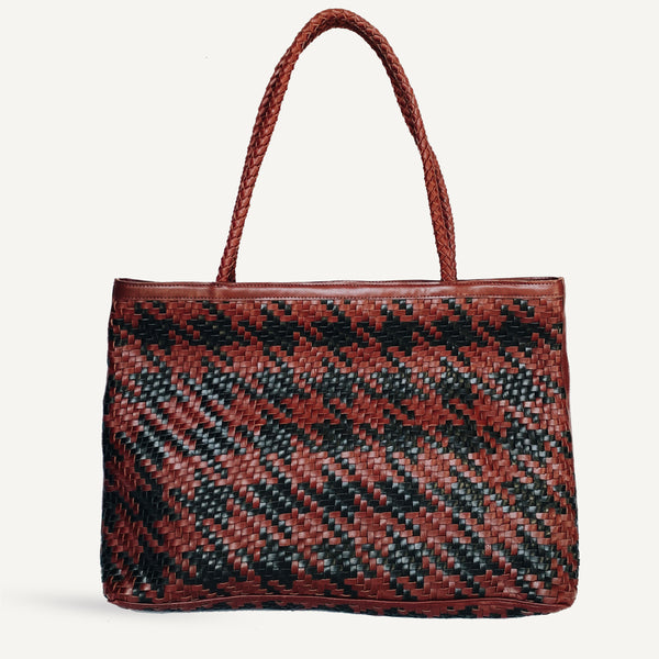 Gabrielle - Burgundy Houndstooth ( Design Sample)