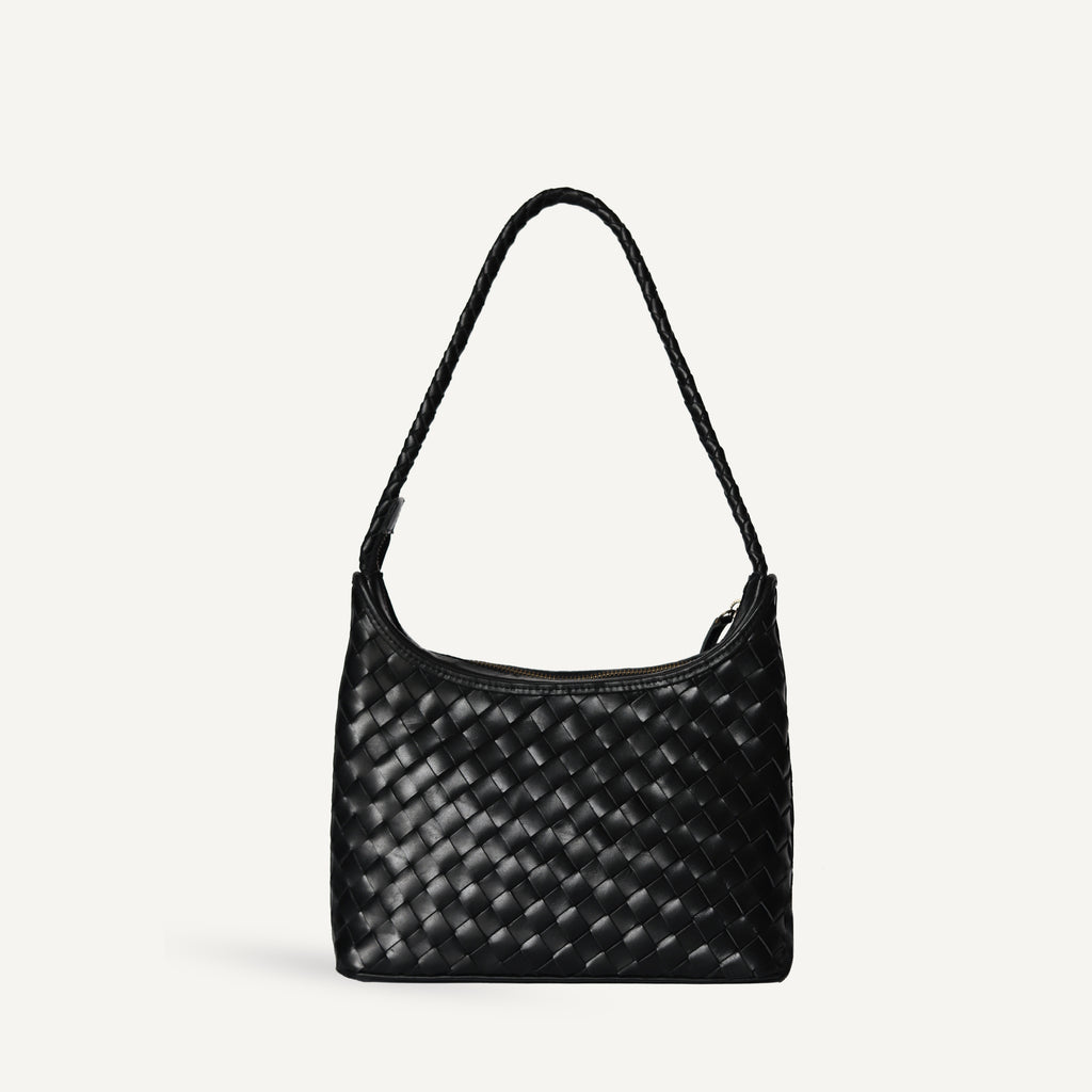 Black Togo Leather Square Hobo Bag
