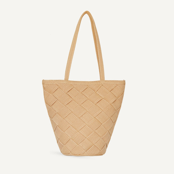 Nevenka Handmade Straw Bag Travel Beach Fishing Net Handbag for Women-B