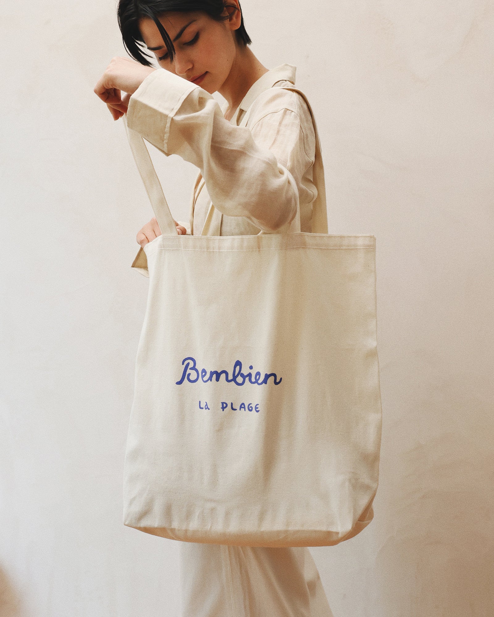 user_c72fbf4c　新品　Plage COTTON LOOSE Chloé Large Chloé Plage Tote Bag In Cotton in Pebble blue