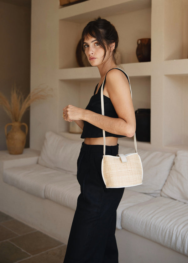 Paola Crossbody - Cream Raffia