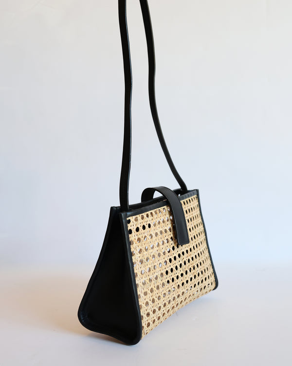 Rattan Shoulder Bag - Black (Design Sample)
