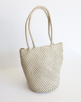 Leather Woven Basket - Cream (Design Sample)