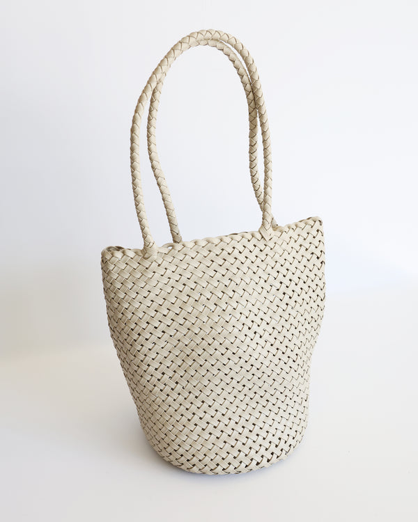 Leather Woven Basket - Cream (Design Sample)
