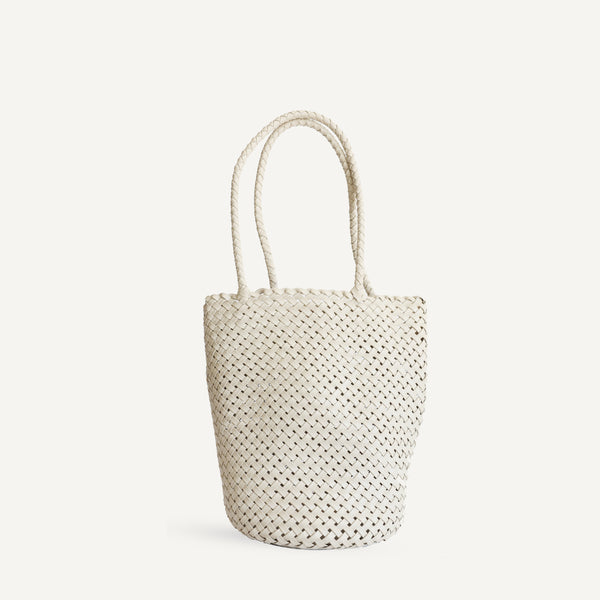 Leather Woven Basket - Cream (Design Sample)
