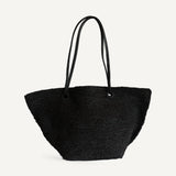 Fan Loop Handle Tote - Black Raffia (Design Sample)