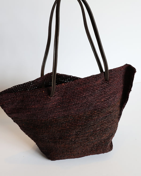 Fan Loop Handle Tote - Brown Raffia (Design Sample)