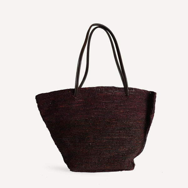 Fan Loop Handle Tote - Brown Raffia (Design Sample)