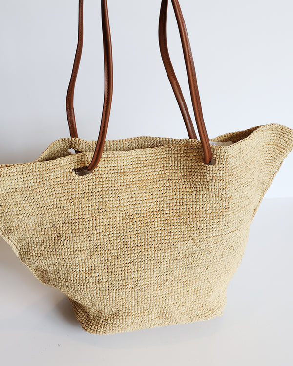 Fan Loop Handle Tote - Natural Raffia (Design Sample)