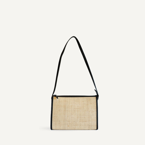 Triangle Zip Shoulder Bag - Black Raffia (Design Sample)
