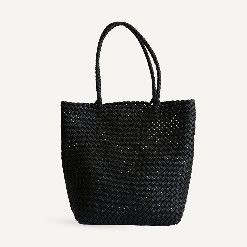 Open Weave Leather Tote - Black (Design Sample)