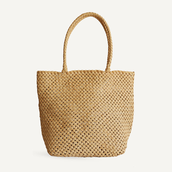 Open Weave Leather Tote - Caramel (Design Sample)