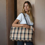 Bembien Gabrielle Bag in Carre Check worn on the shoulders of a woman